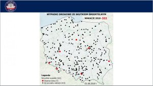 Mapa Polski z zaznaczonymi czerwonymi punktami