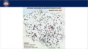 mapa Polski z czarnymi i czerwonymi punktami
