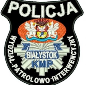 Emblemat wydziału patrolowo-interwencyjnego Komendy Miejskiej Policji w Białymstoku.