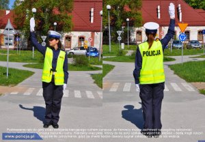 Policjantka kieruje ruchem.