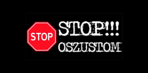 Znak stop i napis stop oszustom